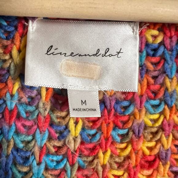 Line + Dot Bonnie Multicolor Rainbow Knit Button Front Cardigan Sweater Size M - Picture 10 of 12